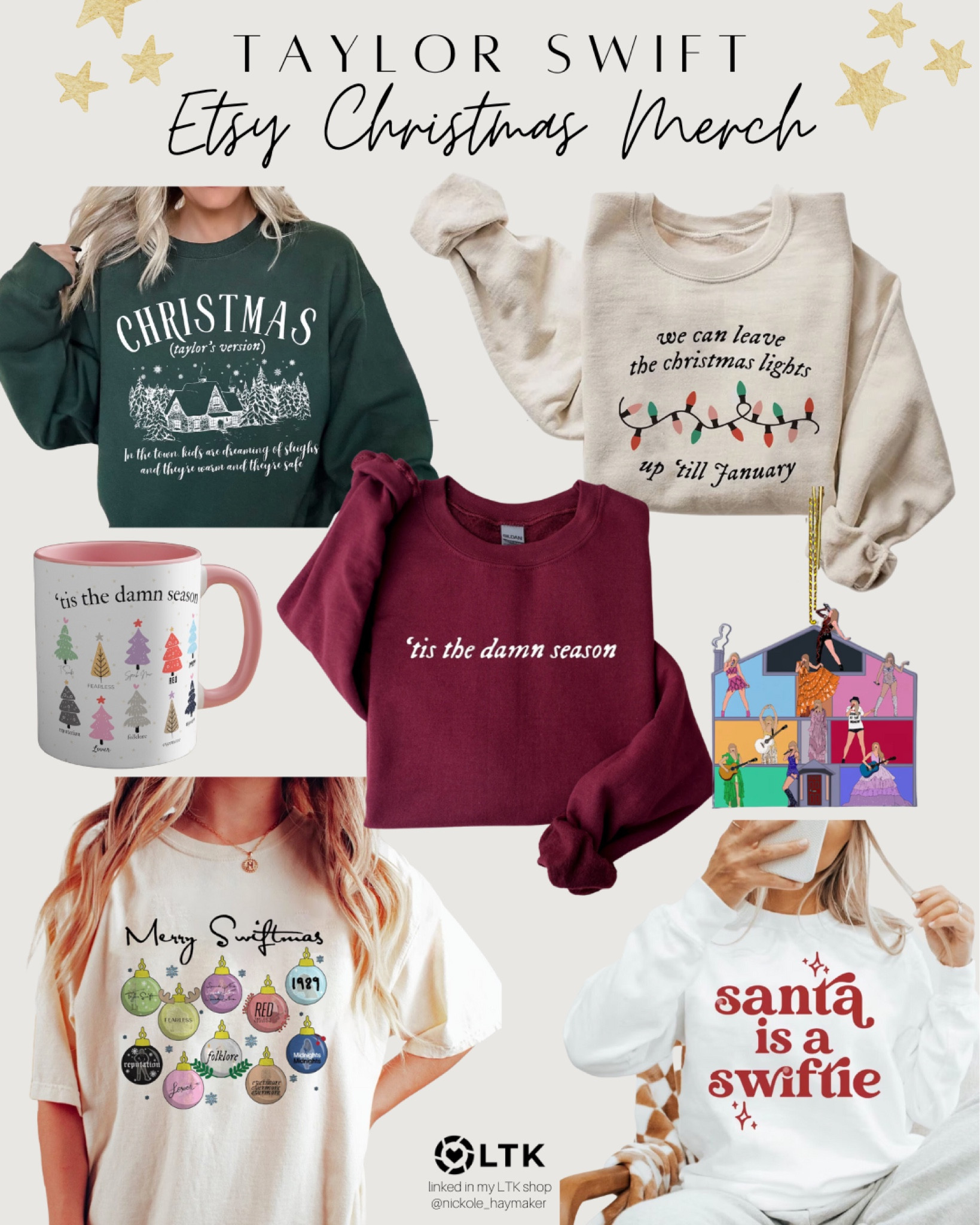 For the Taylor Swift lovers!!! These would be perfect Christmas gifts 🎄❤️

#Swiftie #TaylorSwift #Swiftmas #EtsyFinds #Etsy 

#LTKGiftGuide #LTKfindsunder100 #LTKHoliday