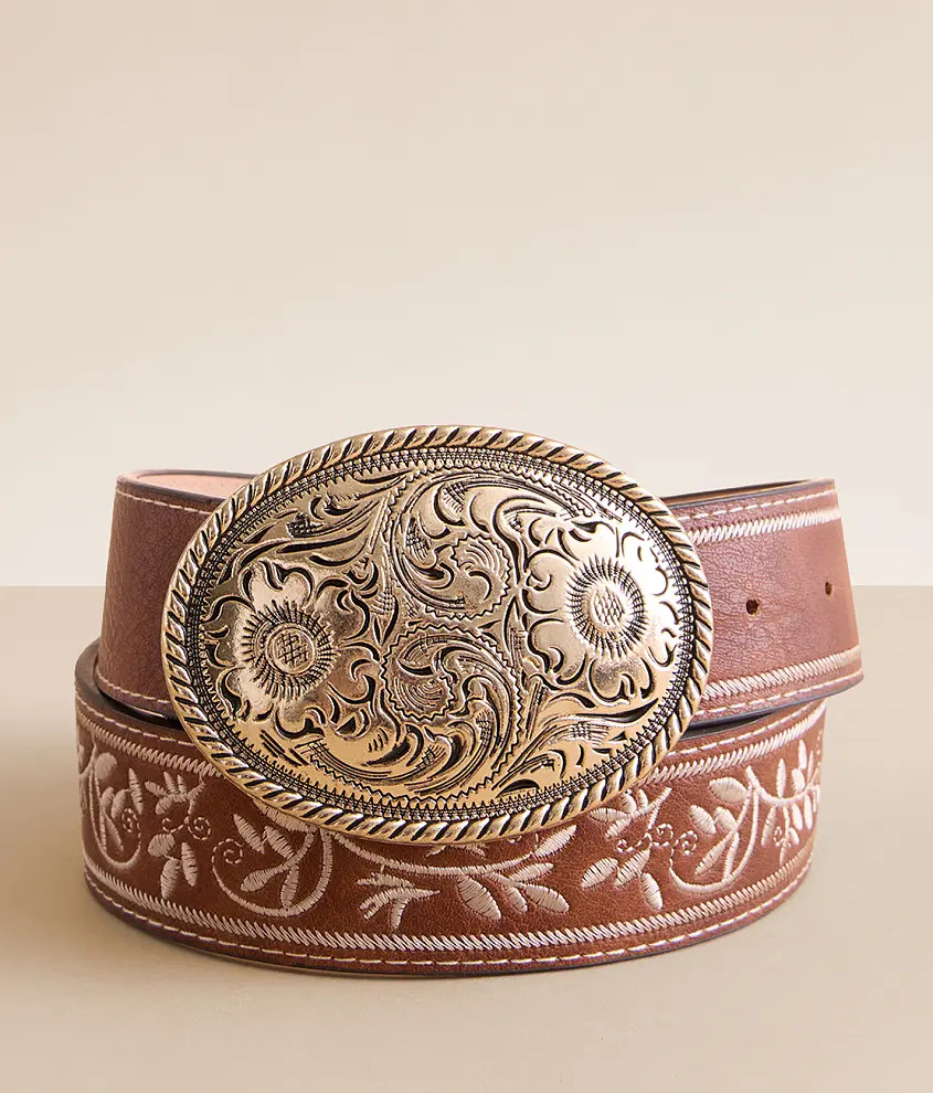 Floral Embroidered Belt | Buckle