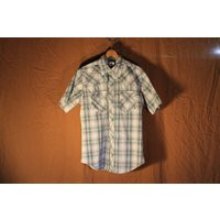 Vintage Medium Men's Wrangler Short Sleeve Plaid Shirt Snap Button Cowboy Western Style #020 | Etsy (US)