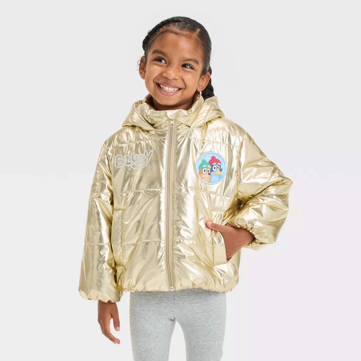 Toddler Girls' Bluey Puffer Coat - Gold | Target