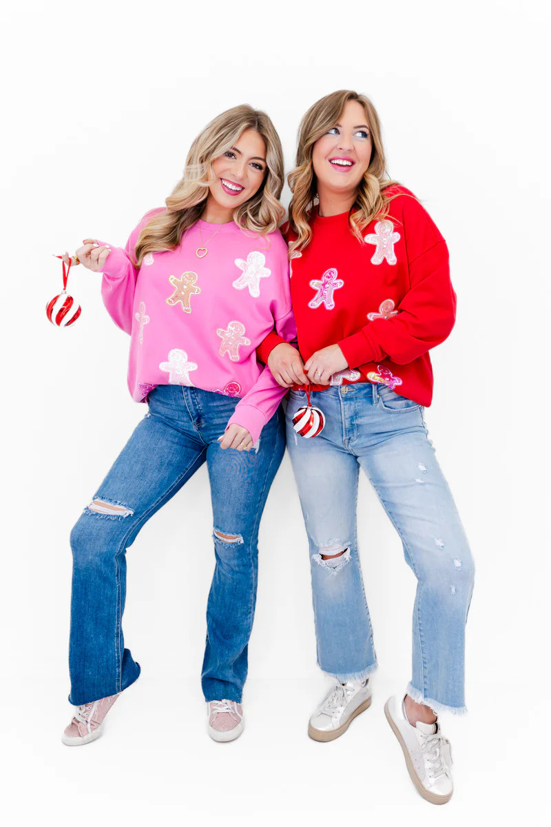 Spicy & Sparkly Gingerbread Man Sequin Sweatshirt | Whiskey Darling Boutique