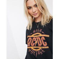 Daisy Street relaxed t-shirt with ACDC print-Black | ASOS ROW