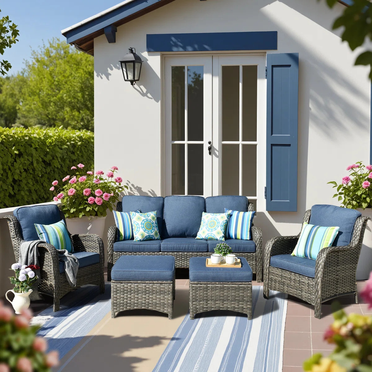 Amanda 5 - Person Patio Conversation Set with Cushions | Wayfair North America