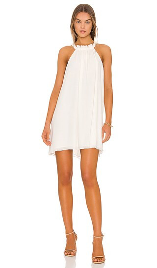 Ruched Ruffle Shift Dress in Cream | Revolve Clothing (Global)