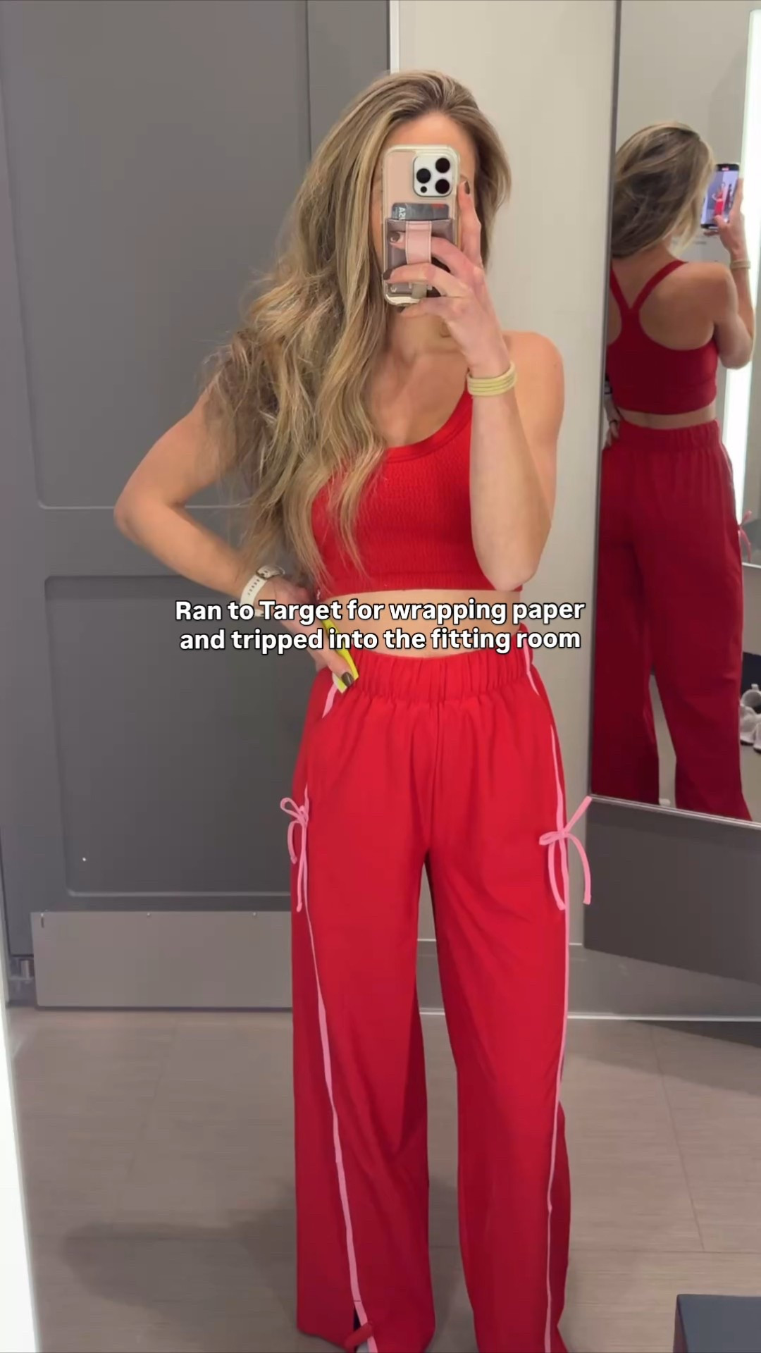 These red and pink bow track pants !! 😍 wearing size xs 