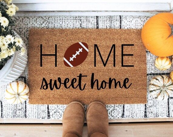 Home Sweet Home Football Doormat | Fall Doormat | Football Season | Football Decor | Sunday Footb... | Etsy (US)