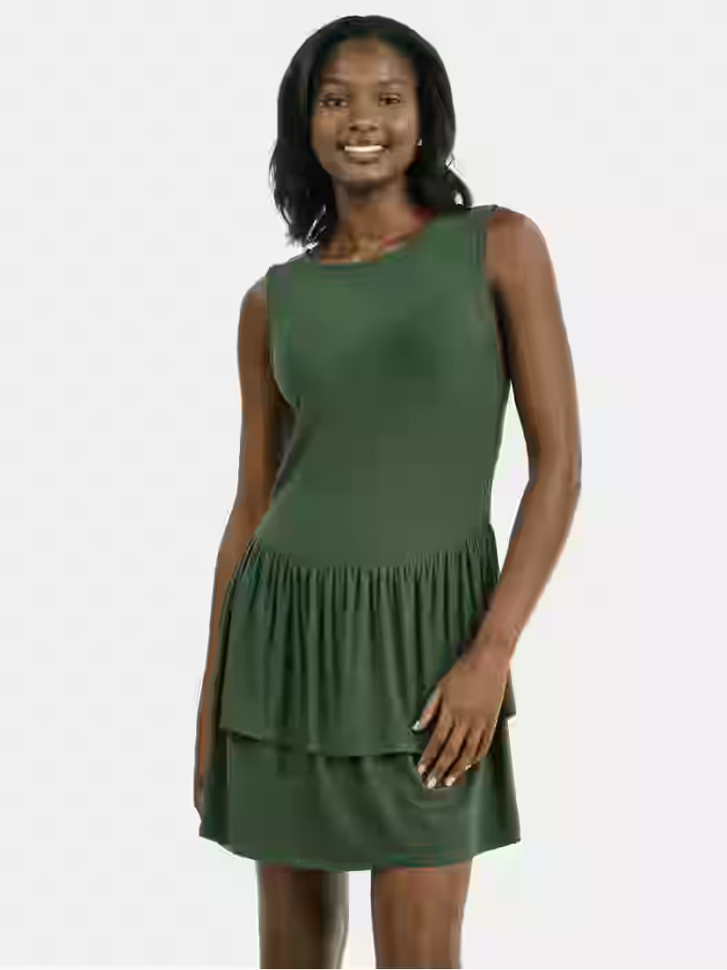 Time and Tru Women's Ruffle Knit Mini Dress, XS-XXXL | Walmart (US)