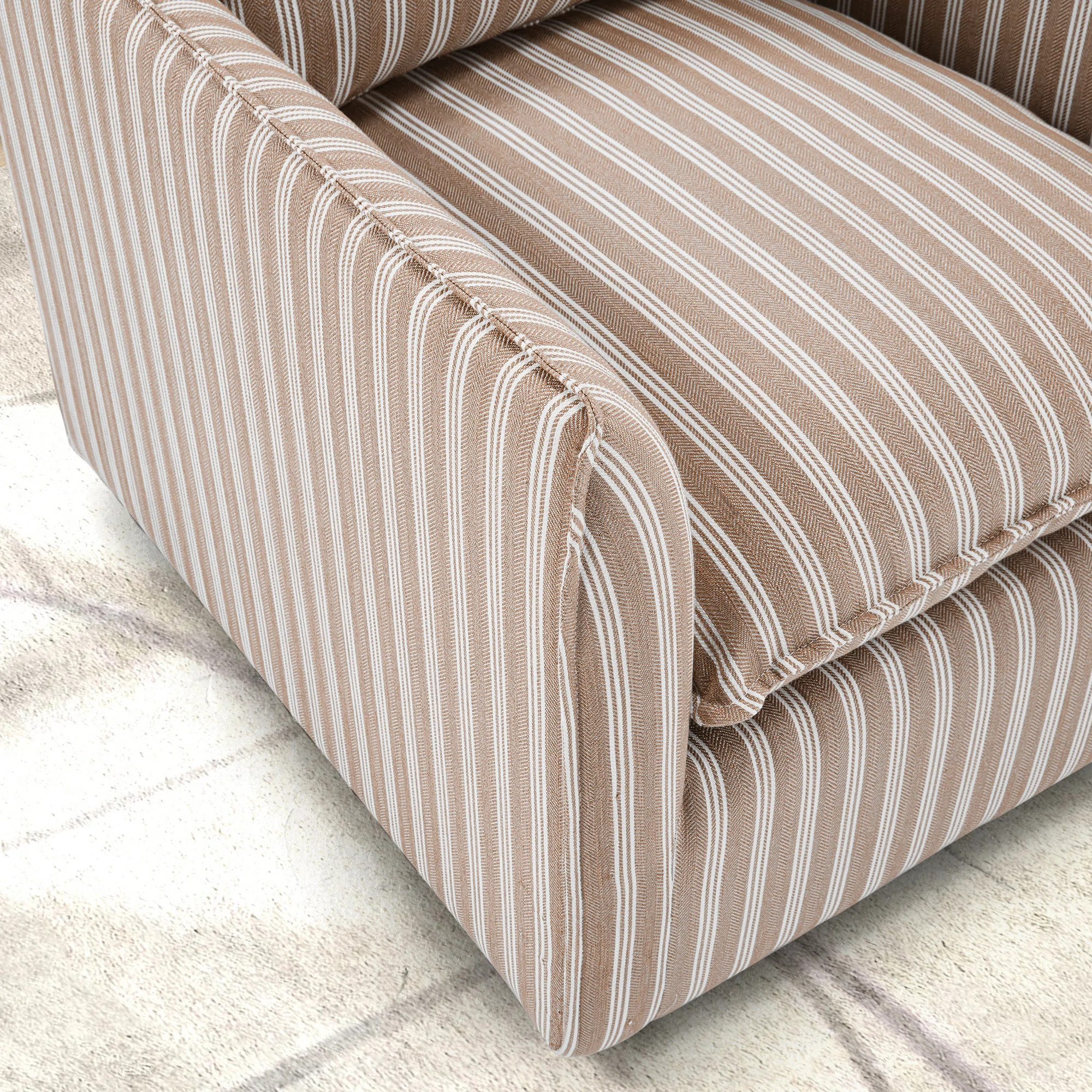 Kandyn 29.7" W Modern Soft Stripe Upholstered Swivel Barrel Chair with Removable Cushion | Wayfair North America