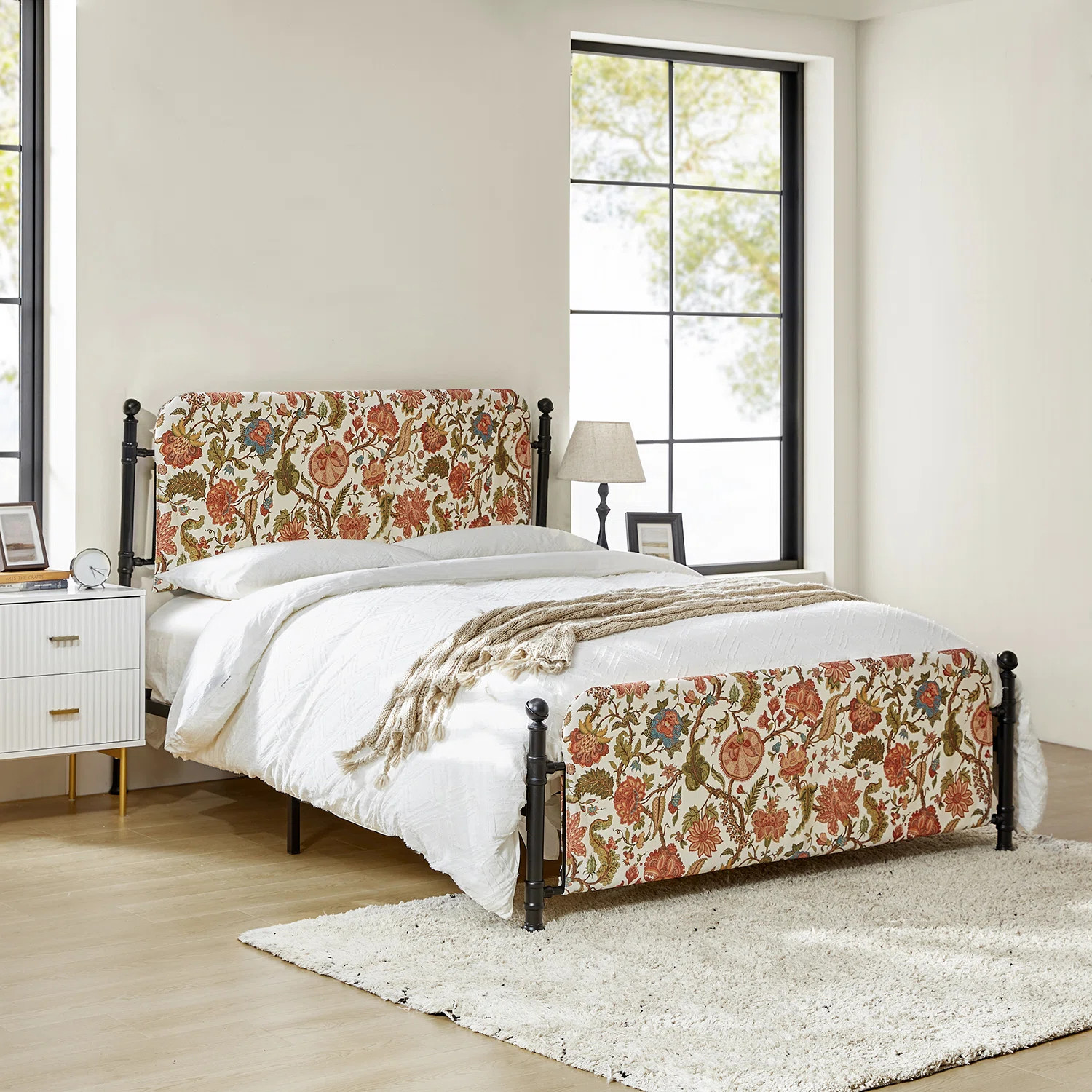 Wade Logan Carlyon 62" W Metal Four Poster Bed with Washable Slipcover and Adjustable Headboard |... | Wayfair North America