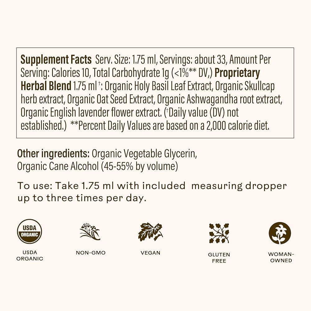 Wooden Spoon Herbs Tranquility Tonic | USDA Certified Organic Stress Relief & Sleep Aid Tincture ... | Amazon (US)