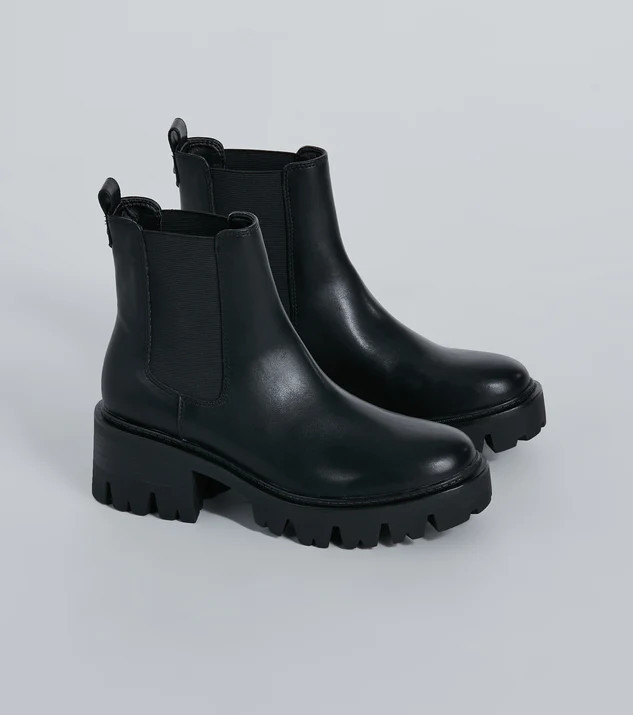 High Stakes Faux Leather Lug Booties | Windsor Stores