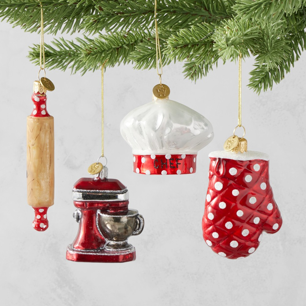Baking Essentials Glass Ornaments, Set of 4 | Williams-Sonoma