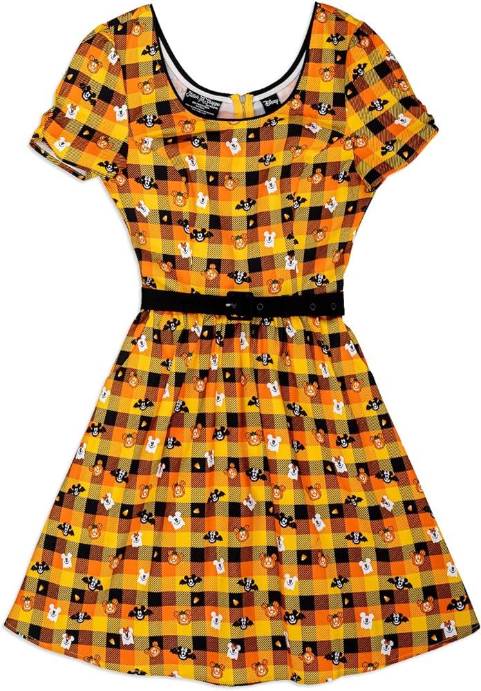Loungefly Stitch Shoppe Disney Mickey and Minnie Spooky Gingham Laci Dress, Size Small | Amazon (US)
