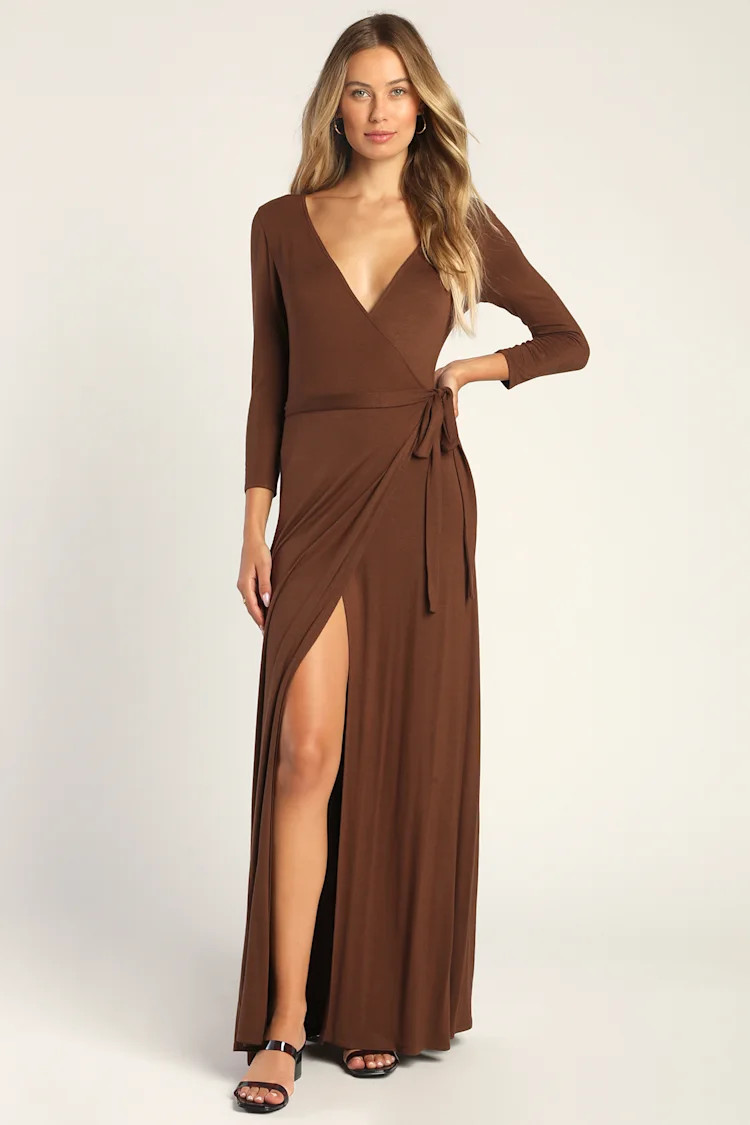 Garden District Brown Wrap Maxi Dress | Lulus (US)