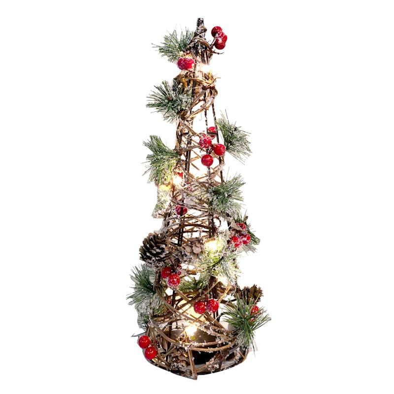 Pre-Lit Frosted Vine Table Top Tree, 13" | At Home