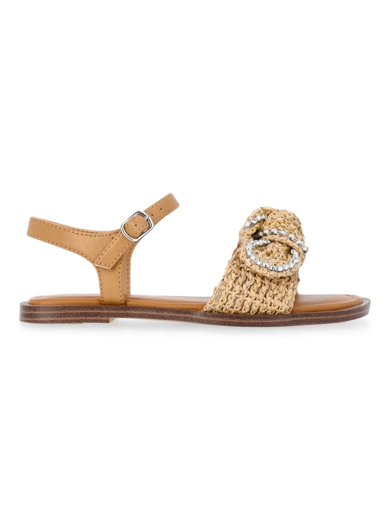 Wonder Nation Baby and Toddler Girls Raffia Knot Sandals | Walmart (US)