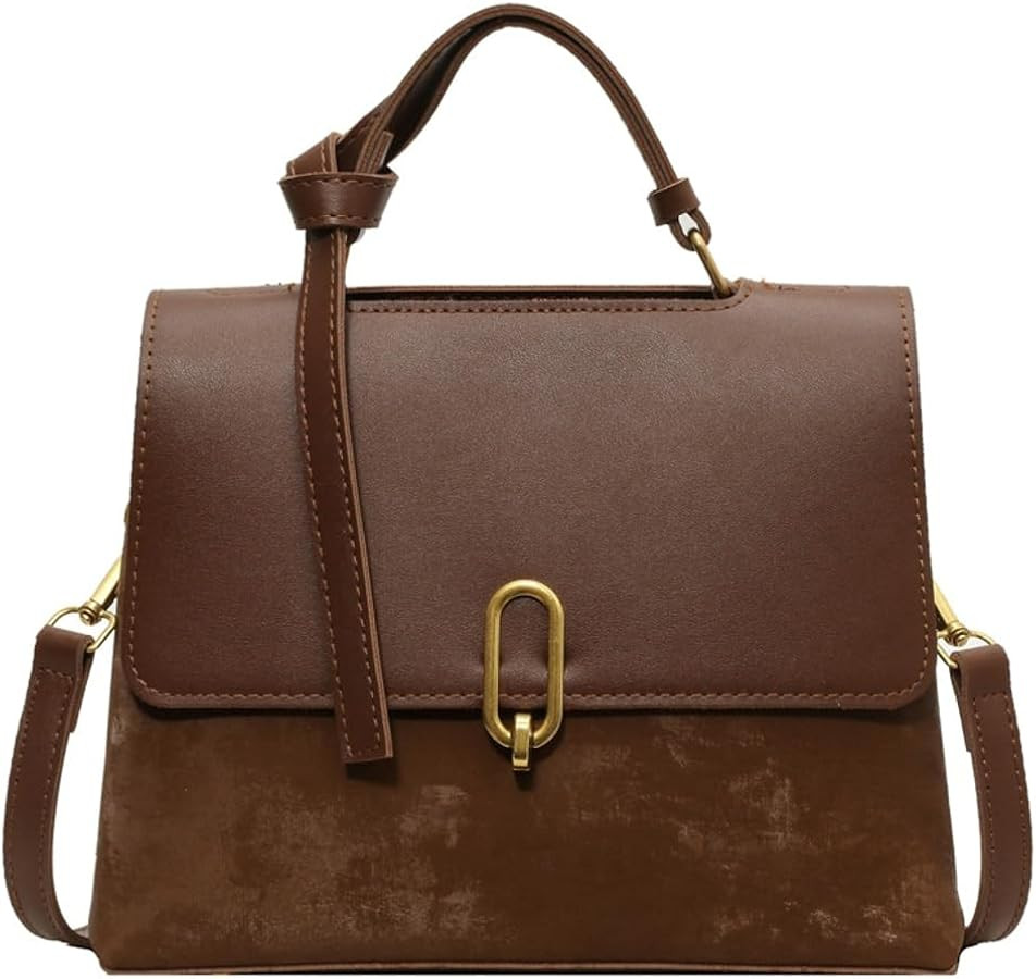 Top Handle Satchel Bag for Women Tote Bag Suede Designer Crossbody Purse Vegan Leather Shoulder H... | Amazon (US)