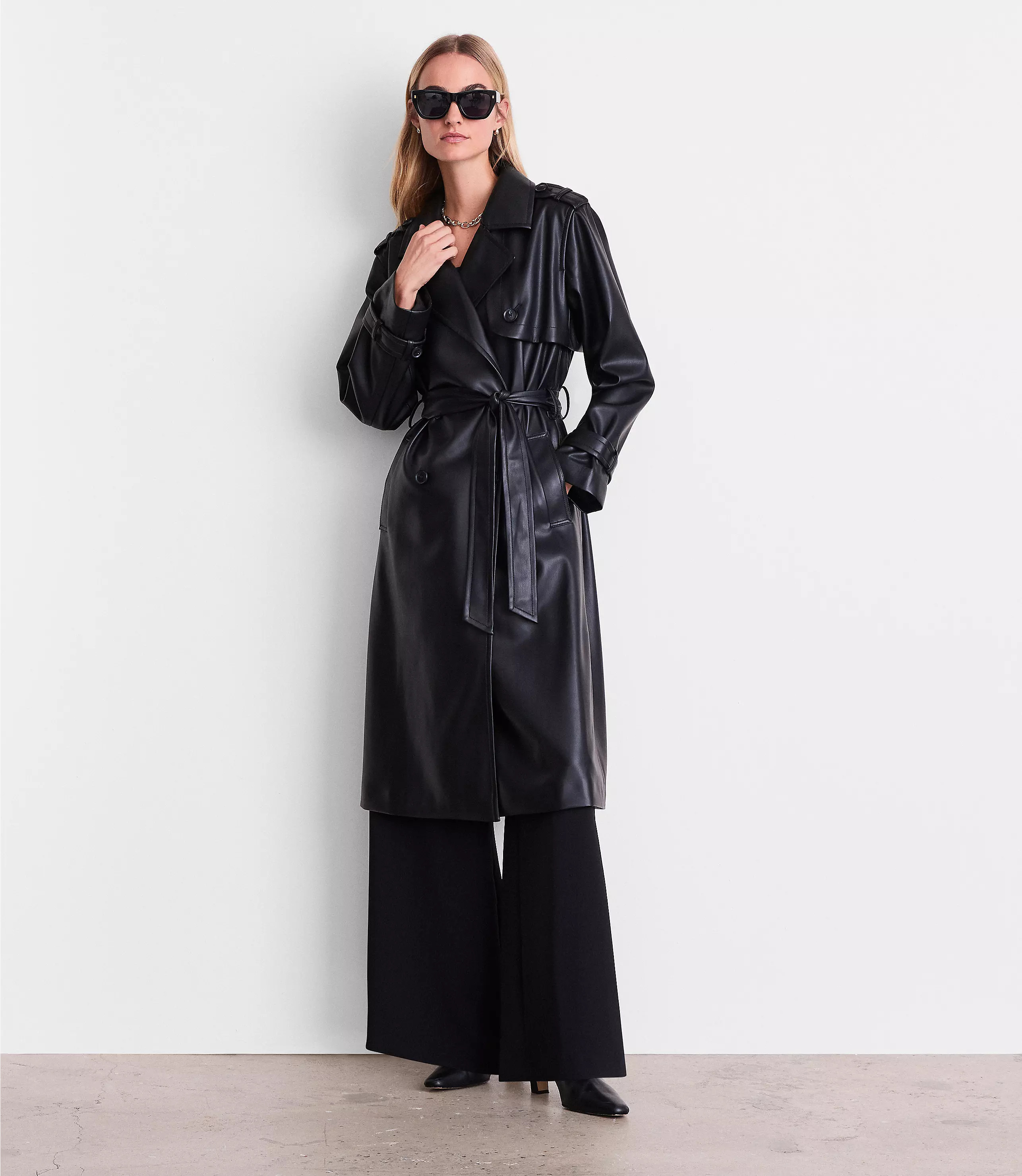 LOFT Versa Faux Leather Trench Coat | LOFT