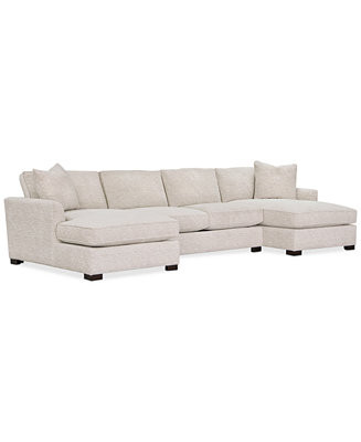 Furniture CLOSEOUT! Juliam 3-Pc. Fabric Double Chaise Sectional, Created for Macy's - Macy's | Macys (US)