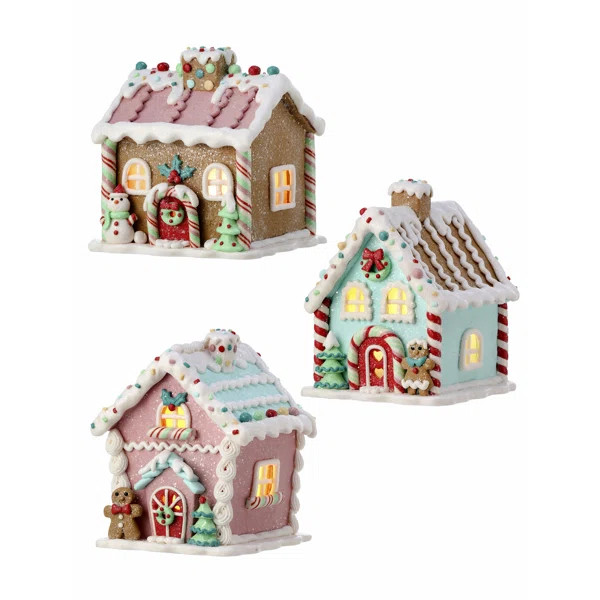 5" Pastel Gingerbread House Set of 3 | Wayfair North America