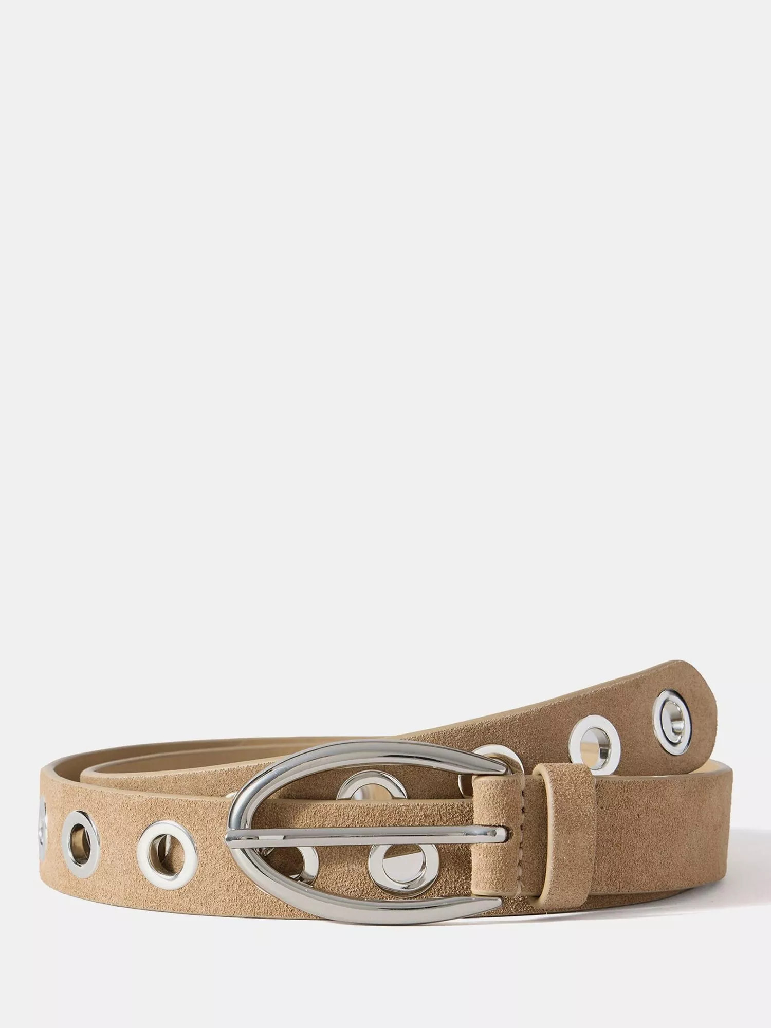 Mint Velvet Eyelets Pure Suede Belt, Natural | John Lewis (UK)