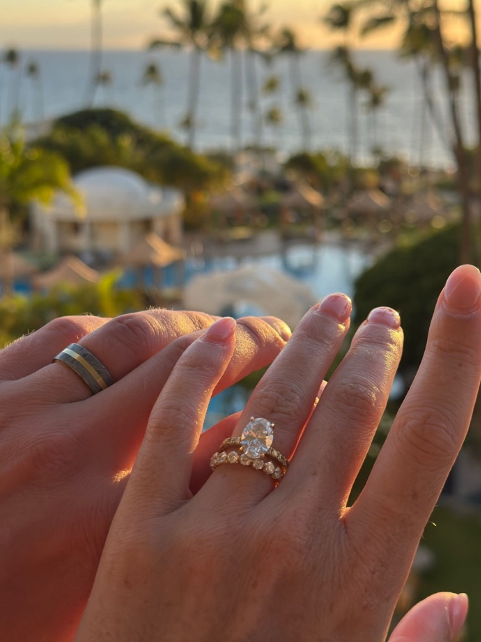 my wedding band and engagement ring!! 

wedding band is 2ct and the engagement diamond is also 2ct

my husband’s ring is meteorite and yellow gold!! 

#weddingband #engagementring #ovalengagementring #eternityband #diamondring #brilliantearth #meteoritering #husbandring

#LTKWedding