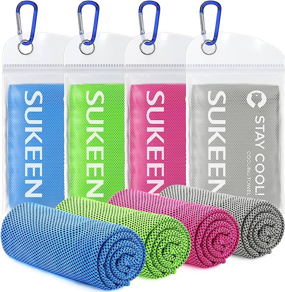 Sukeen [4 Pack Cooling Towel (40"x12"), Ice Towel, Soft Breathable Chilly Towel, Microfiber Towel... | Amazon (US)