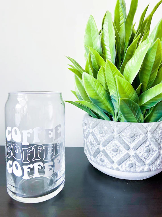 Retro COFFEE Beer Can Glass | Iced Coffee Glass | Etsy (US)