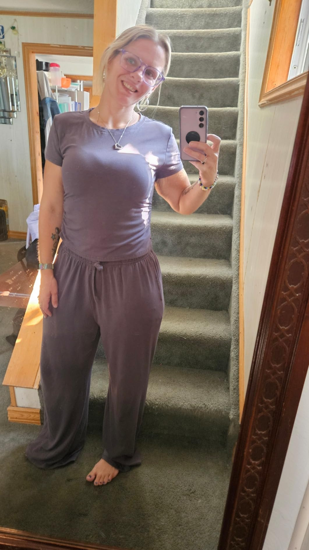 Darong Women's 2 Piece Outfits Lounge Sets Ruched Short Sleeve Tops and High Waisted Wide Leg Pan... | Amazon (US)