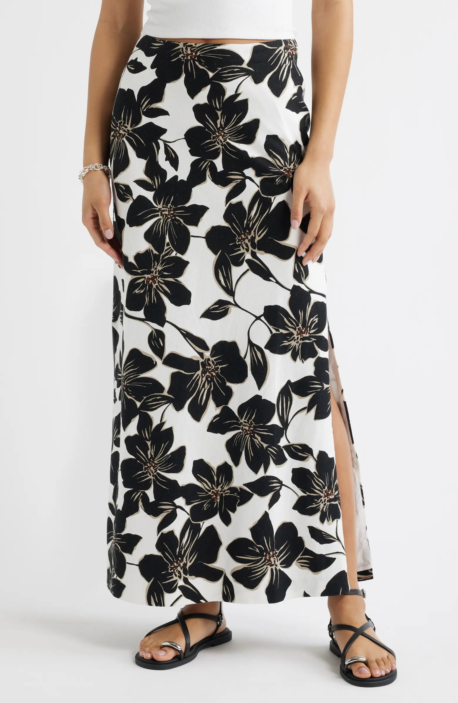 Linen Blend Column Maxi Skirt | Nordstrom
