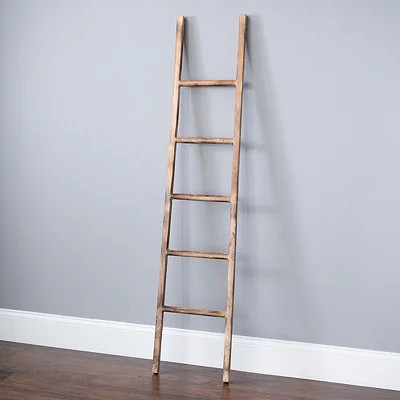 Distressed Natural Leaning Ladder, Tan, 15.25L x 1.25W 70.9H , Wood | Kirkland's Home | Kirklands