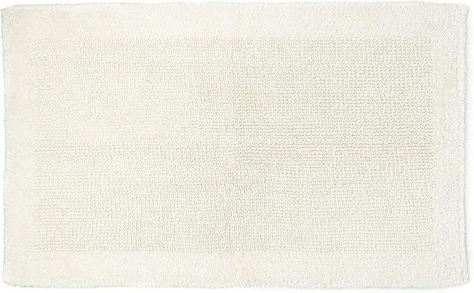 Welhome 100% Cotton Reversible Bathroom Rug | Cream | 20" x 34"| Racetrack Pattern | Absorbent | ... | Amazon (US)