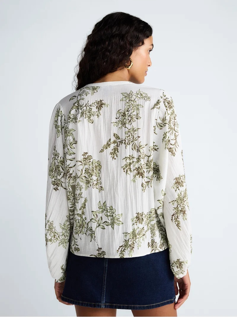 Scoop Women\u2019s Blouson Sleeve Shirt, Sizes XS-4X | Walmart (US)
