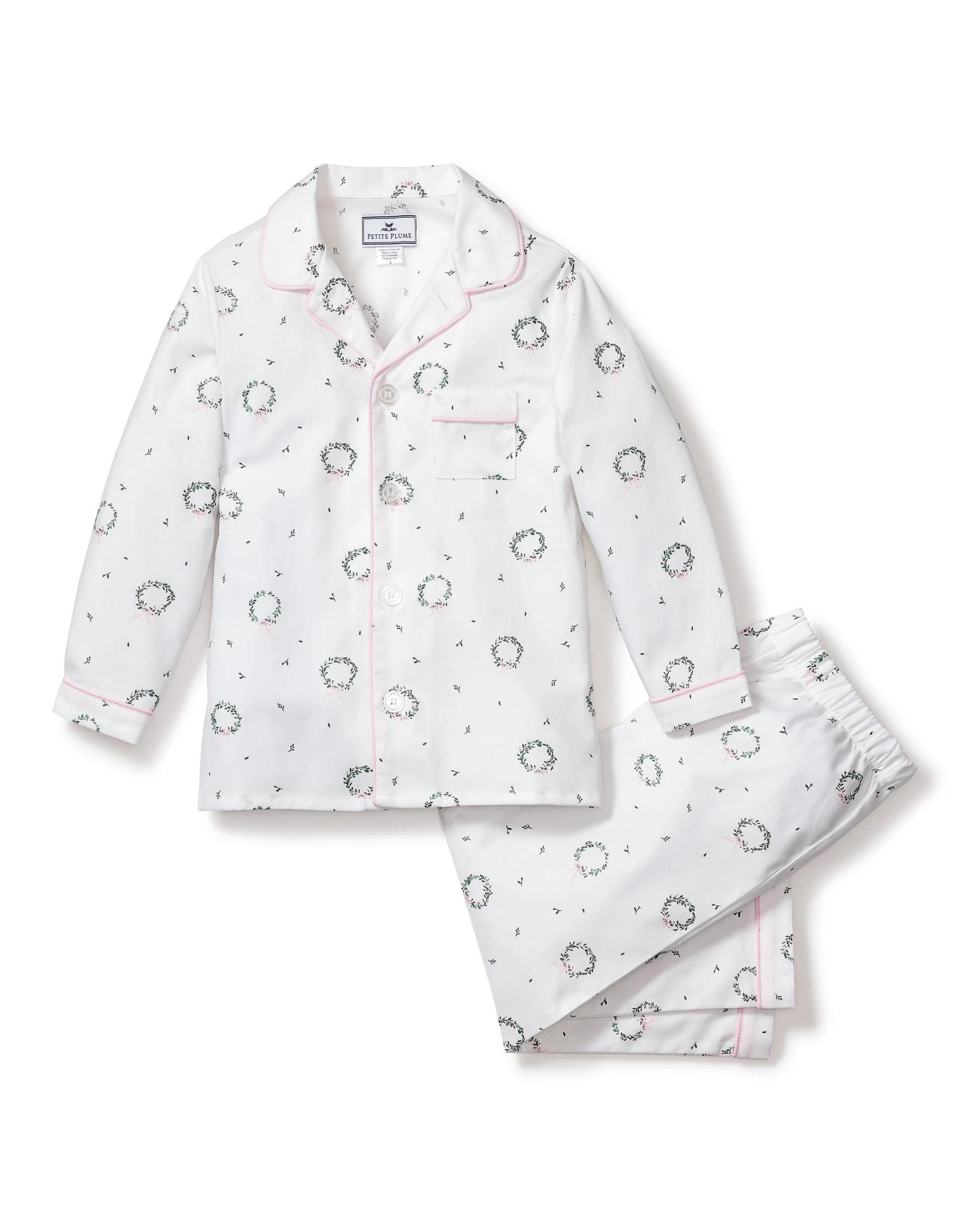 Kid's Twill Pajama Set in Somerset Wreath | Petite Plume