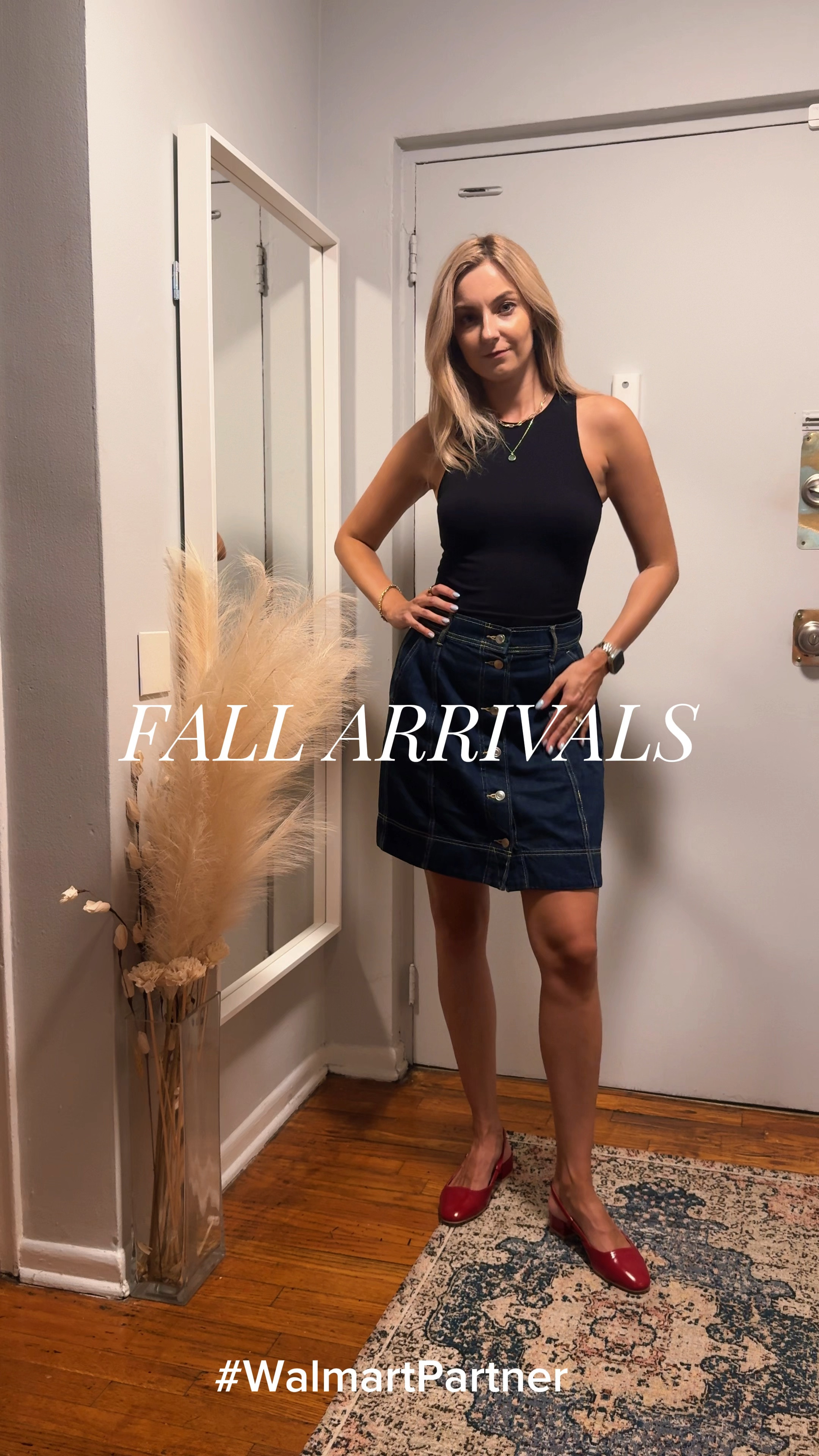  #WalmartPartner This fall season, @Walmart is rolling out an impressive collection of denim pieces that are perfect for updating your wardrobe.  #walmartfashion
One standout item I'm totally obsessed with is their dark blue denim skirt. I opted for a size 2 and found it fits perfectly, though I would suggest sizing down for the best fit. 

Paired with their red slingbacks, which bring a timeless charm and versatility to any outfit, you can’t go wrong,  incredibly comfortable and budget-friendly. 

Fall transition outfit • workwear • back to school • easy fall outfit • denim on denim 


#LTKVideo #LTKWorkwear #LTKBacktoSchool