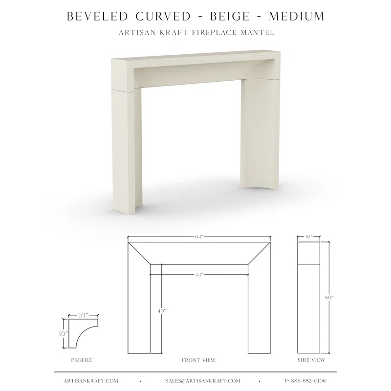 Beveled Curved Cast Stone Fireplace Surround with Standard Hearth | Wayfair North America