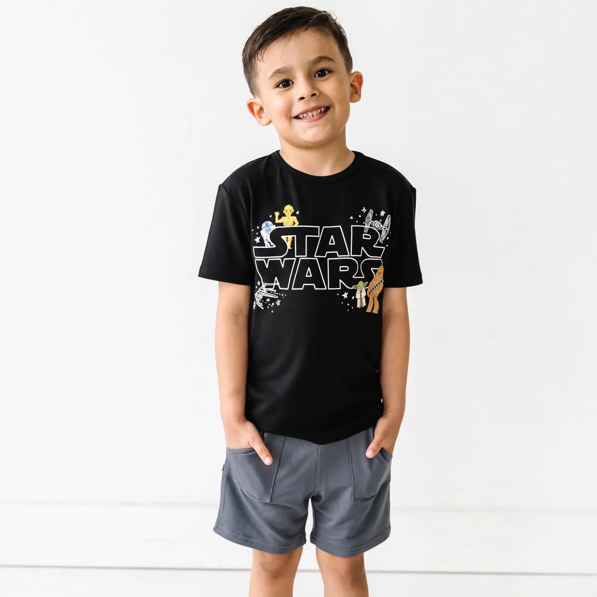 Star Wars™ May the Force Be With You Black Graphic Tee | Little Sleepies