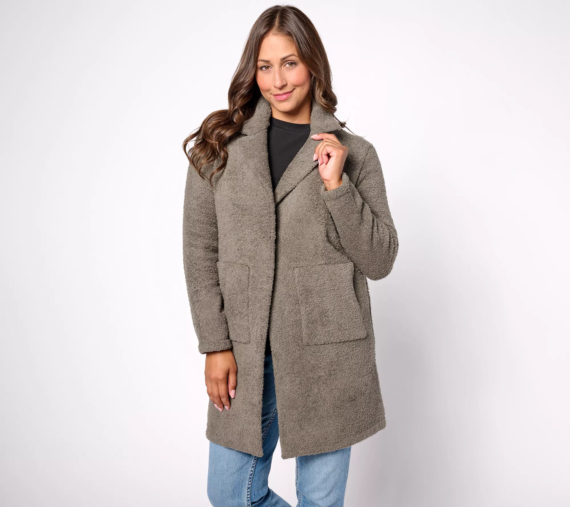 Barefoot Dreams CozyChic Coatigan with Patch Pockets - QVC.com | QVC