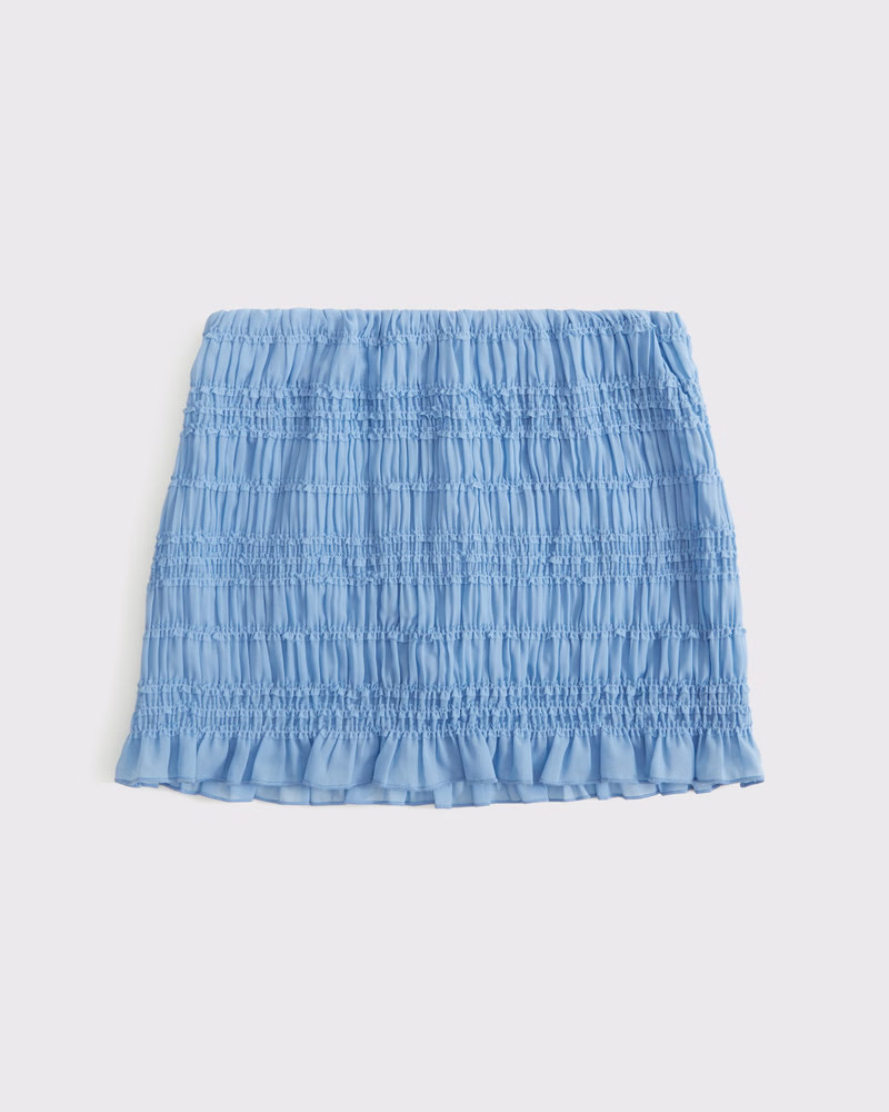 Abercrombie & Fitch Women's Mid Rise Sheer Ruched Mini Skort in Cloudy Blue - Size XXS | Abercrombie & Fitch (US)