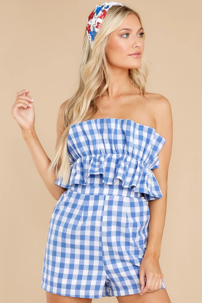 Sweetest Traditions Blue Gingham Romper | Red Dress 