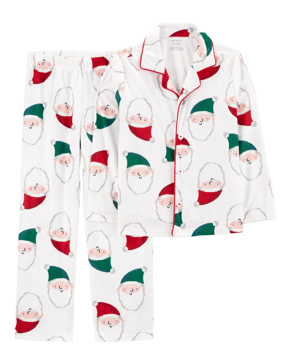 Kid 2-Piece Santa Fleece Coat Style Pajamas | Carter's Inc