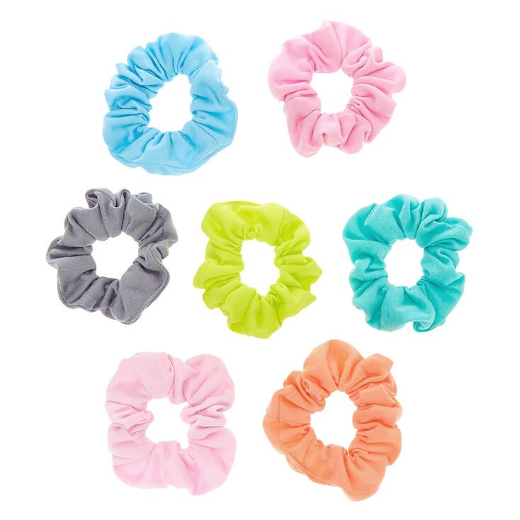 Small Pastel Rainbow Hair Scrunchies - 7 Pack | Claire's (US)