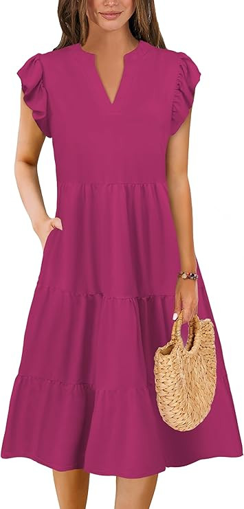 Summer Dresses for Women 2026 Elegant Classy Casual Plus Size Spring Midi Fashion Dress S-XXL | Amazon (US)