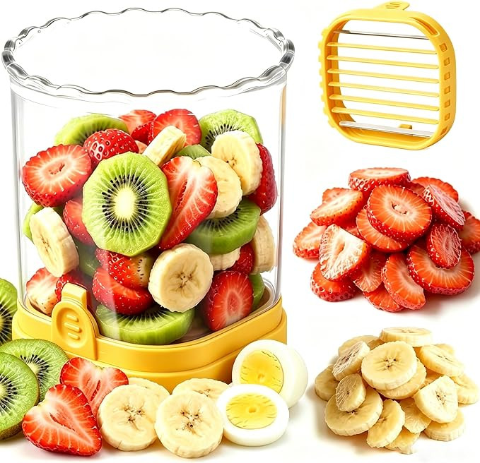 Hendiy Strawberry Slicer with Stainless Steel Blades | Egg & Fruit Slicer Cup for Banana, Cucumbe... | Amazon (US)