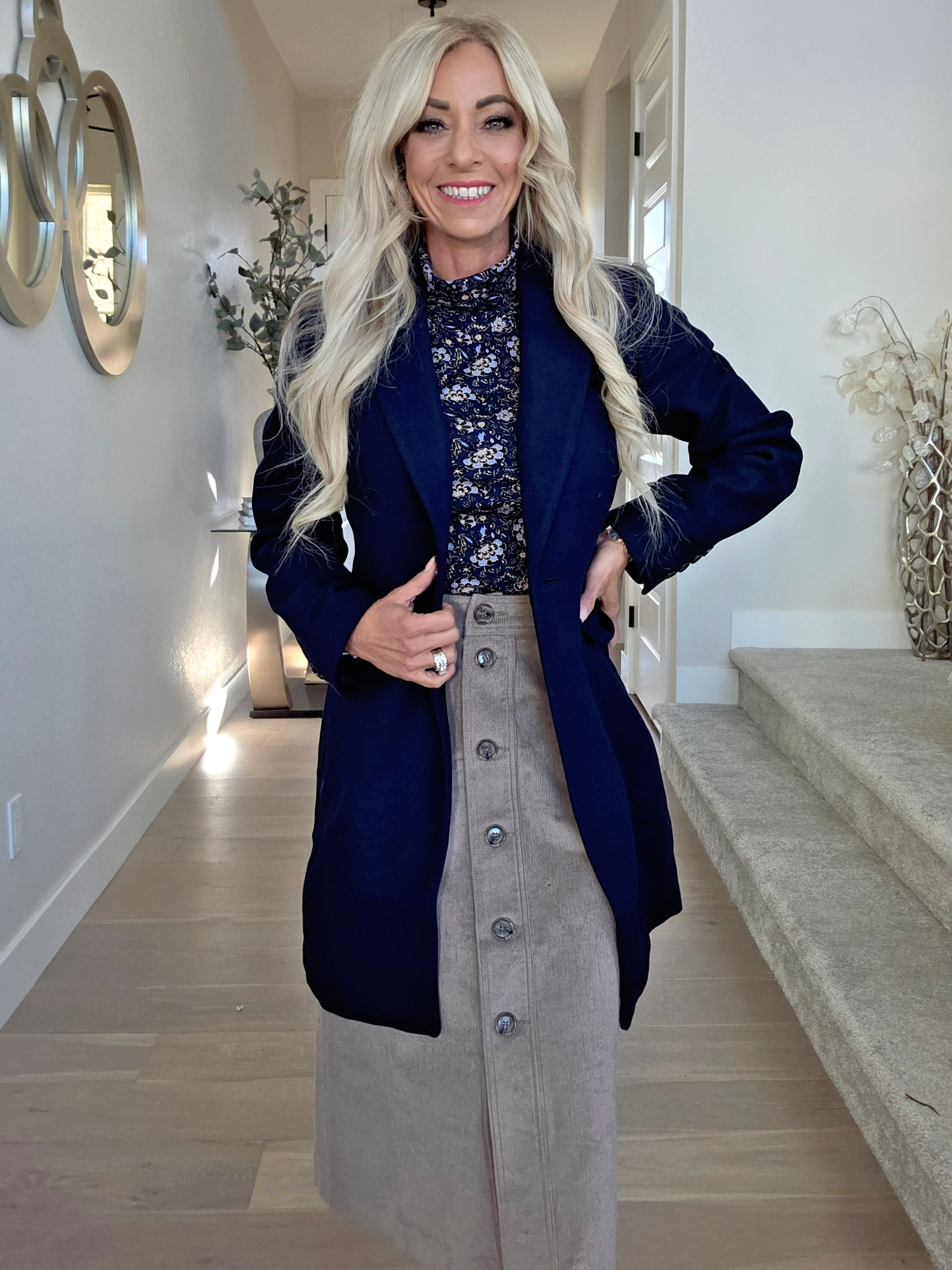 ❤️THANK YOU for being here and following/shopping with me! (You can follow me on Instagram for daily outfits!)SIZING NOTES: ❤️ For reference I'm 5' 4", wearing XS in navy Chesterfield coat and floral turtleneck, 0 in Corduroy skirt. .........#fashion #fashionover40 #ootd #grwm #trending #casualstyle #Workwear #petite #anntaylor #over40fashion #affordablefashion #fitness #express #Anthropologie #loft #whbm #weekend #colorado #summerfashion #datenight #capsule #worklooks #suiting #outfitideas #matching #fall Designer #fauxleather #leather #suede WeekendRailsEvereveAnimal PrintLeopardCheetahSpottedNeutralSkirtDressLBDTigerZebraMochaTanBeige PinkFloralSheerBlackWinter FashionHolidayChristmasNew YearEventGalaMaxi dressVacation

#LTKgrwm #LTKootd #LTKSaleAlert