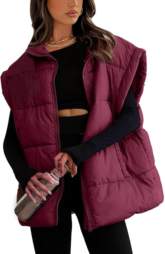 AMEBELLE Women's Oversized Puffer Vest Winter Quilted Lightweight Stand Collar Warm Padded Gilet ... | Amazon (US)
