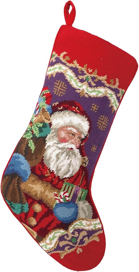 Peking Handicraft 31SJM4512MC Christmas Santa Needlepoint Stocking, 11x18 | Amazon (US)