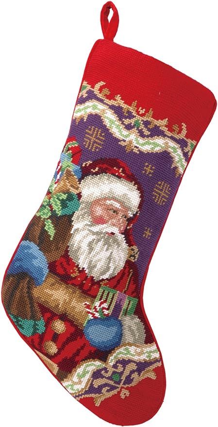 Peking Handicraft 31SJM4512MC Christmas Santa Needlepoint Stocking, 11x18 | Amazon (US)
