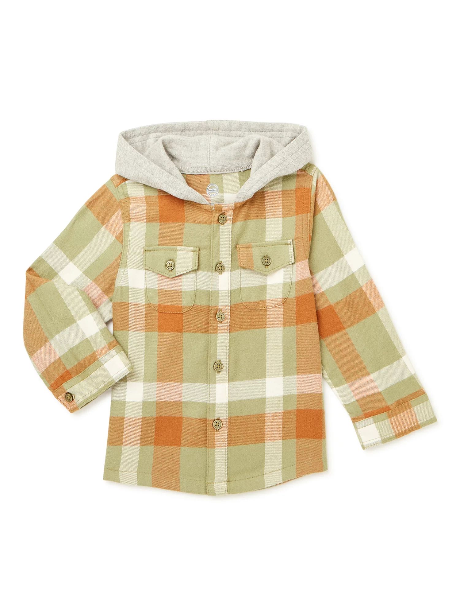 Wonder Nation Baby Boy and Toddler Boy Hooded Flannel Shirt, 12M-5T - Walmart.com | Walmart (US)