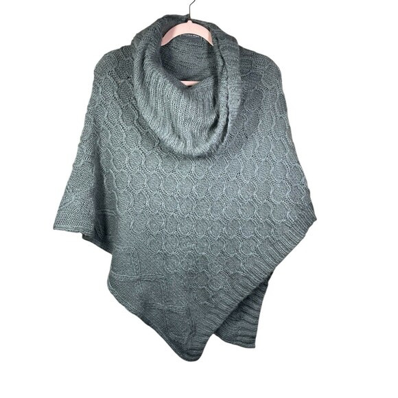 Wooden Ships Cowl Neck Grey Poncho Sweater Size‎ S/M Mohair Wool Chunky Knit | Poshmark